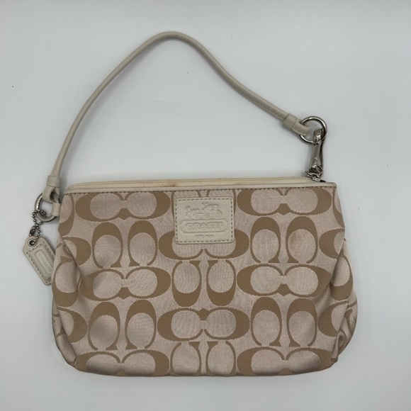 Coach Beige Signature Wristlet | Very Good Condition - Picture 1 of 11
